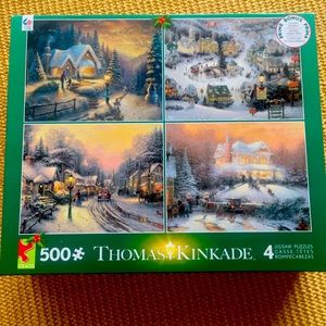 NEW Thomas Kinkade 500 pc 4 in 1 multi-pk puzzles.